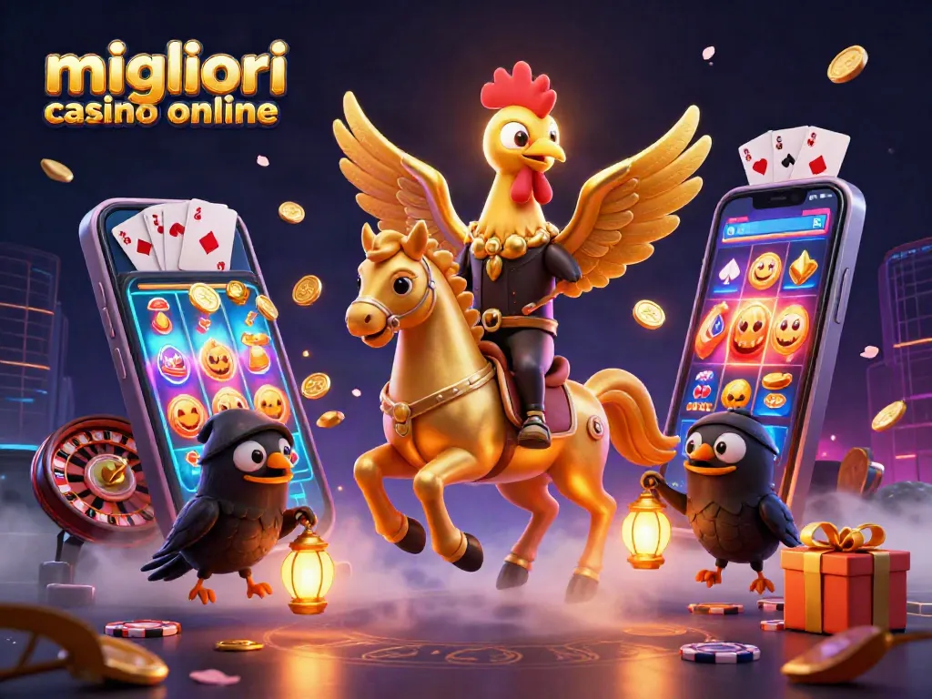 I migliori casino online presentano un gallo dorato in un casinò con giochi e monete d'oro!