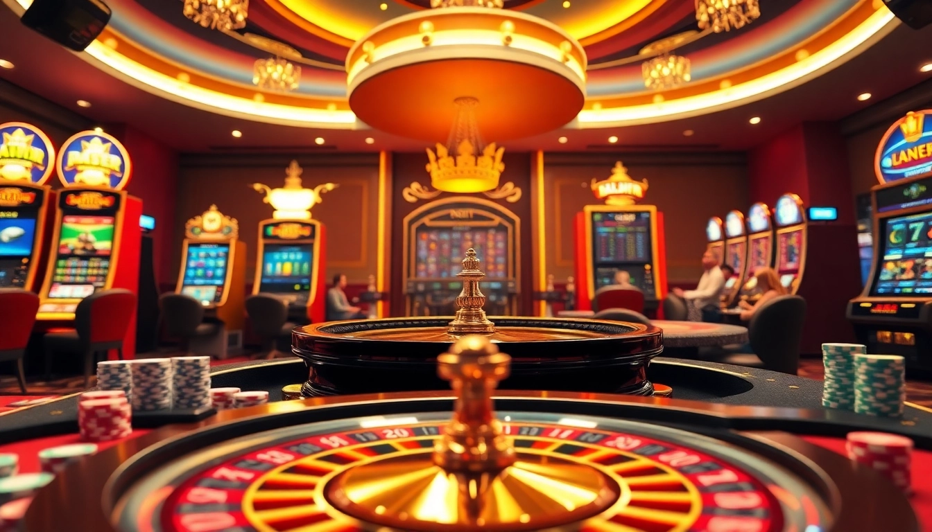 Engaging in high-stakes gambling at https://new88.help/ with thrilling casino elements including roulette and poker tables.