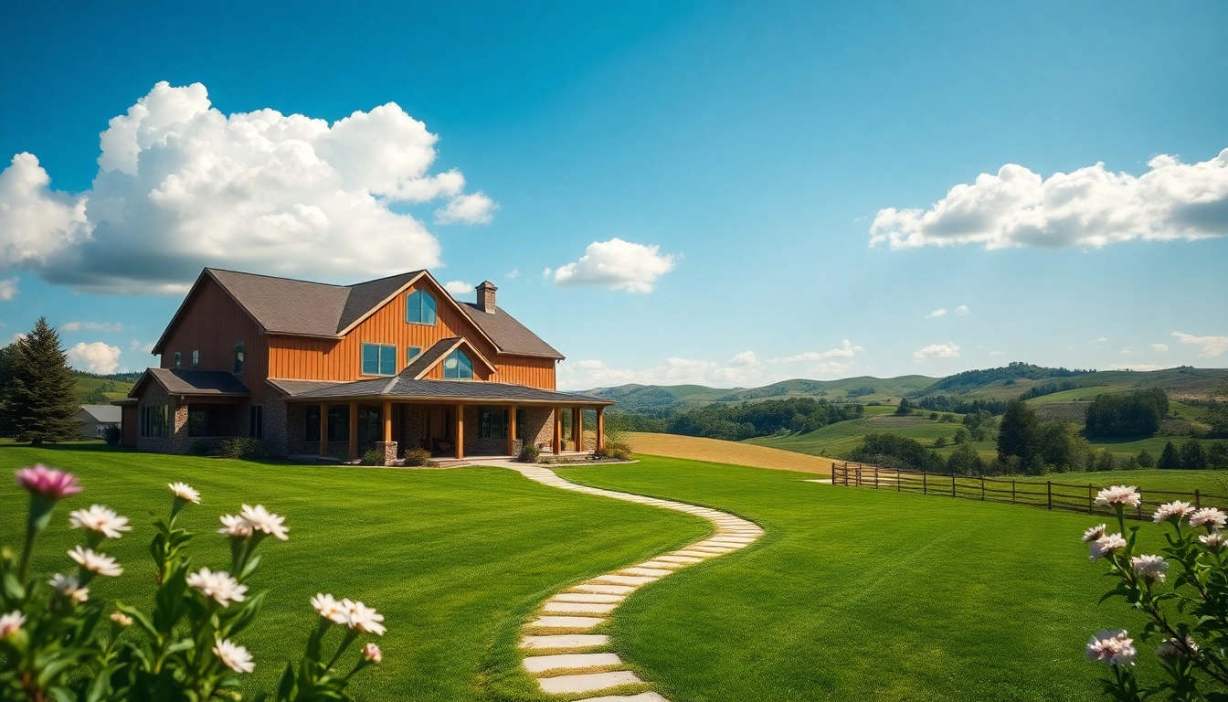 Canton Farmhouse showcasing a beautiful rural design with large windows and a welcoming porch.