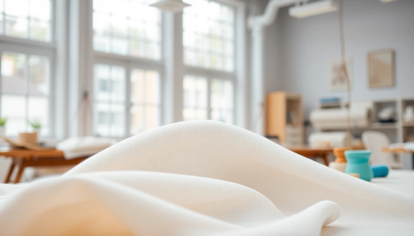 Absorberende katoenen stof met gedetailleerde textuur in een creatieve omgeving.