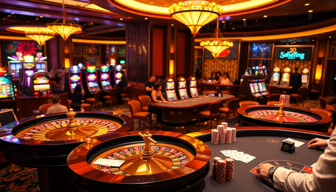 Experience thrilling gameplay at say88 with vibrant casino tables and colorful slot machines.